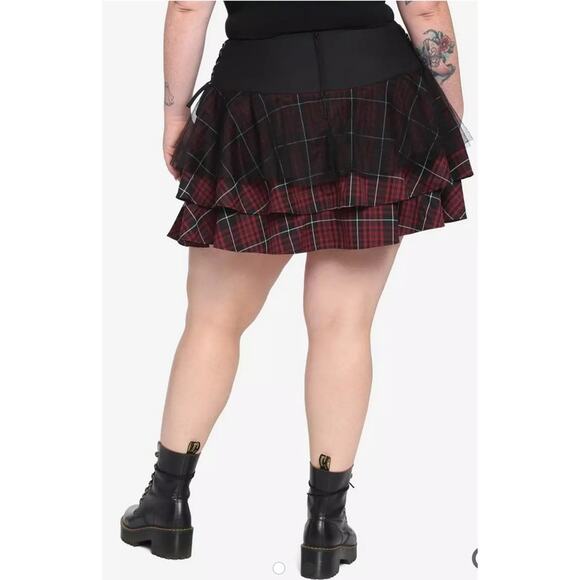 Hot Topic Maroon Plaid Yoke Skirt Plus Size XL - Picture 2 of 11